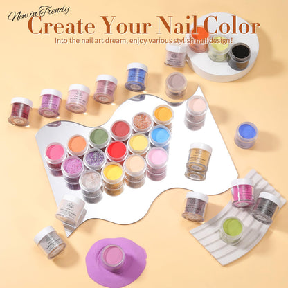 BORN PRETTY Acrylic Nail Kit - Acrylic Powder (Clear, White, Pink) & Liquid Set with Nail Forms, Brush Pen, File & Glass Container - Beginner Friendly