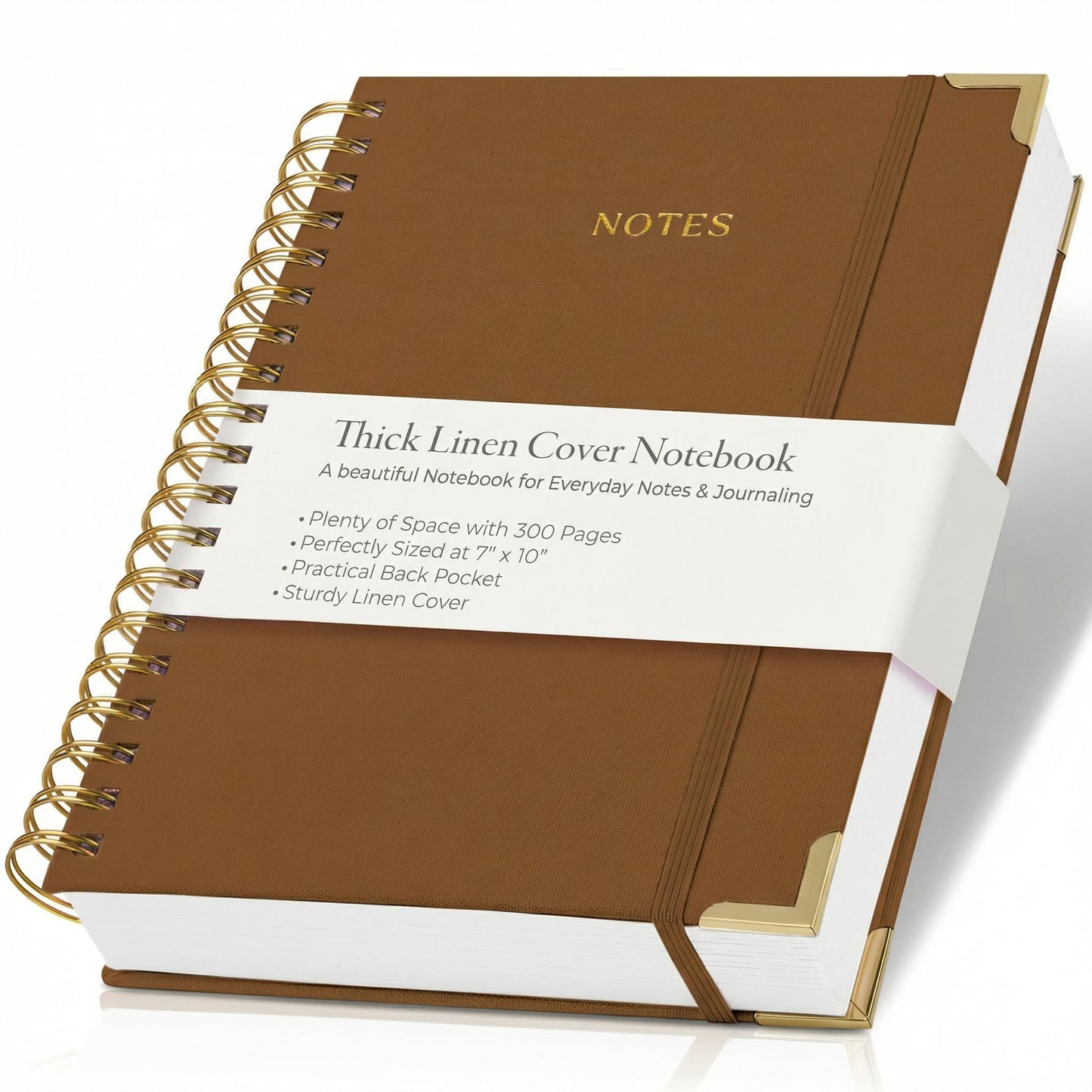 Aesthetic Thick Spiral Notebook Journal For Women in B5 Format - Stylish Linen Hardcover College Ruled Note Book w 300 Lined Pages - Cute Supplies For Bible Study & Staying Organized at Work or School