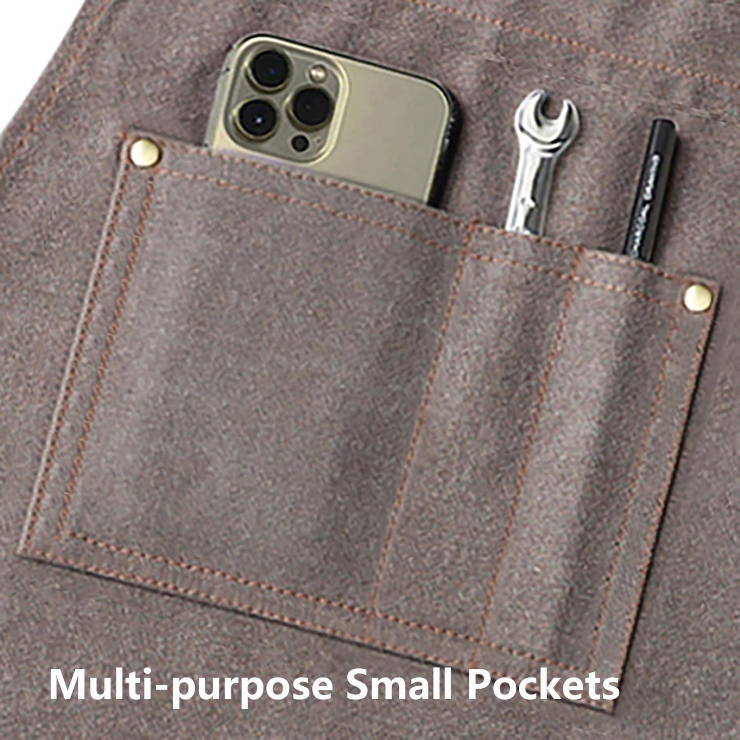 AFUN Work Aprons for Men with Large Pockets, Cotton Canvas Cross Back Heavy Duty Adjustable Tool Apron, Size M to XXL (Grey)