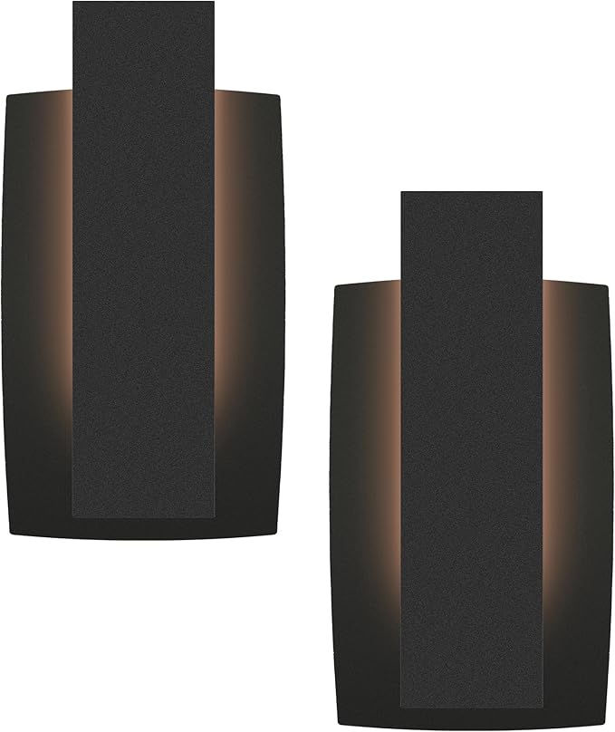 LamQee Modern Outdoor Wall Lights For House LED Integrated, Aluminum Outdoor Porch Light Fixture Wall Mount, 3000K 10W Exterior Wall Sconce Lighting Patio Front Door Garage Indoor, 2 Pack, Matte Black