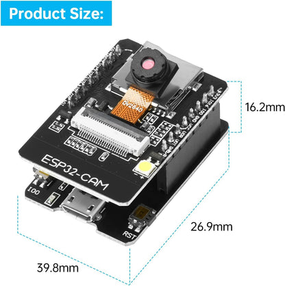 ESP32 CAM Development Board, Aideepen ESP32-CAM MB WiFi/Bluetooth Development Board, DC 5V Dual Core Development Board with 2.4G Antennas IPEX, OV2640 Camera TF Card Module