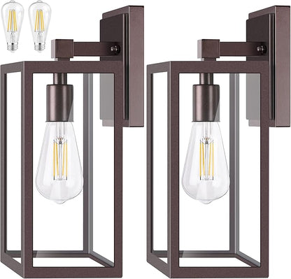 PARTPHONER Exterior Light Fixtures for House, Waterproof Porch Light Wall Mount, Anti-Rust Wall Sconce, Oil Rubbed Bronze Aluminum for Garage, Doorway