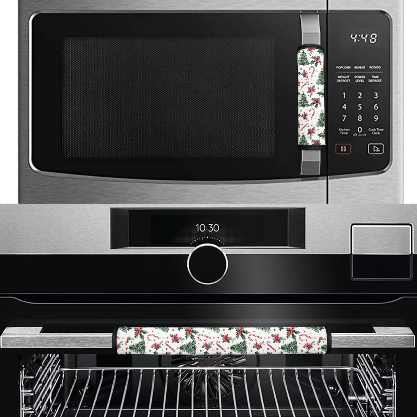 Tutolipy Christmas Tree Fridge Door Handle Cover Christmas Refrigerator Decorations Candy Cane Door Knob Covers Xmas Decor Kitchen Appliance Protector