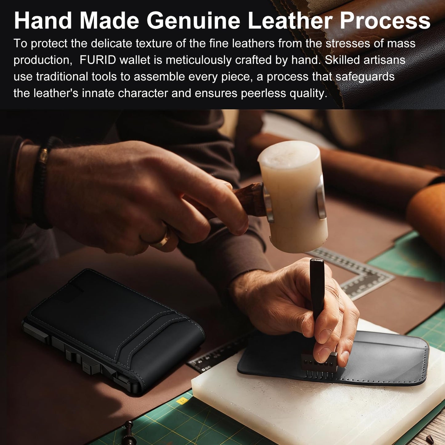 furid Genuine Leather Wallet for Men: Slim RFID Minimalist Wallets with Money Clip - Smart Pop Up Credit Card Holder for Front Pocket - Gifts for Husband Father on Birthday Anniversary