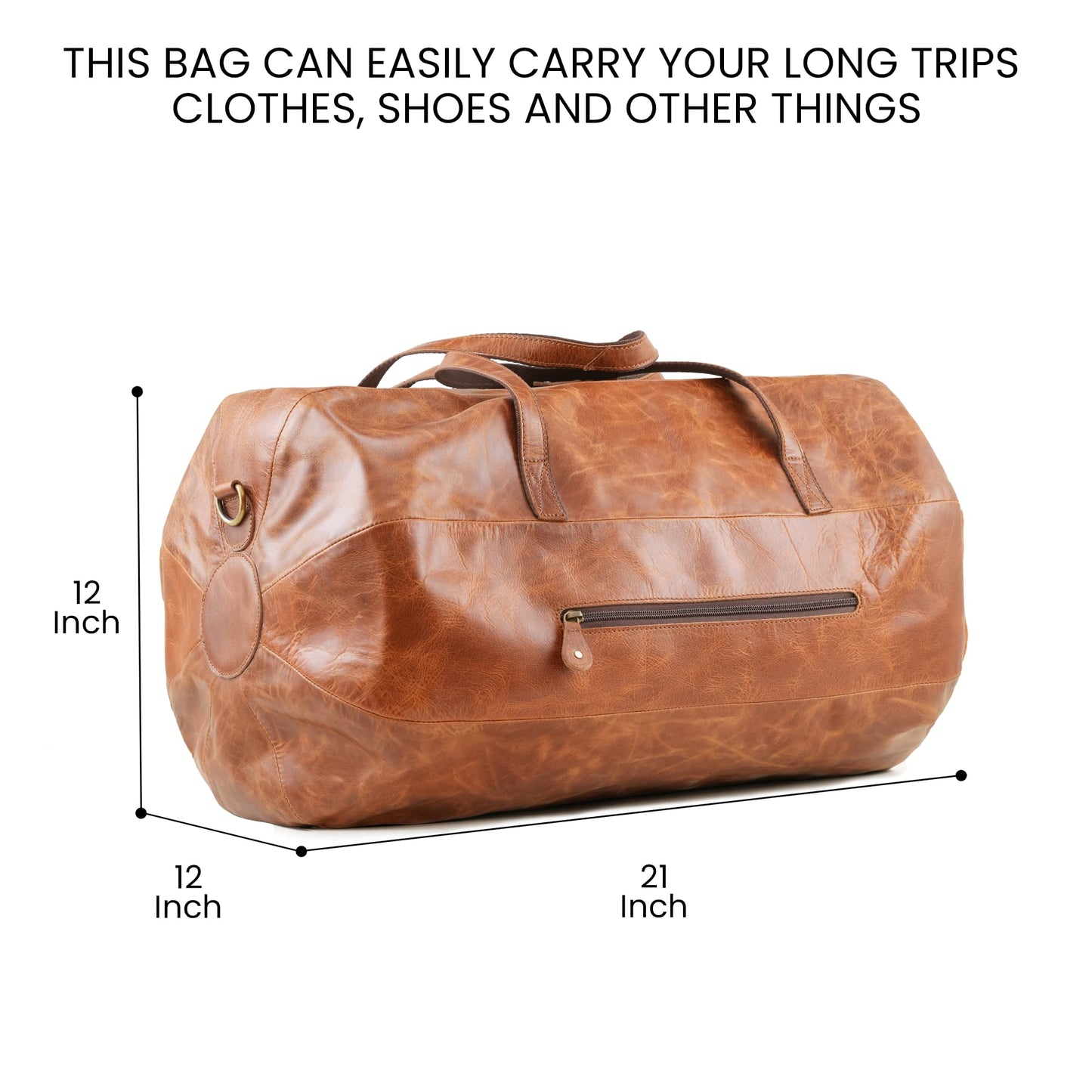 Handmade World Leather Duffle Gym Sports Bag For Men Women 'The GoalGear' Carry all Luggage Hold all Travel Overnighter Weekender Bag (With Strap)