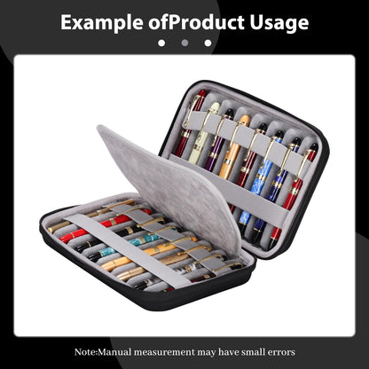 MIVLXLX PU Leather 16 Slots pen case/boxes， Pencil Tray Case Organizer,Handmade Display Zippered Pouch for Rollerball Pen，fountain pen-Retro（black）