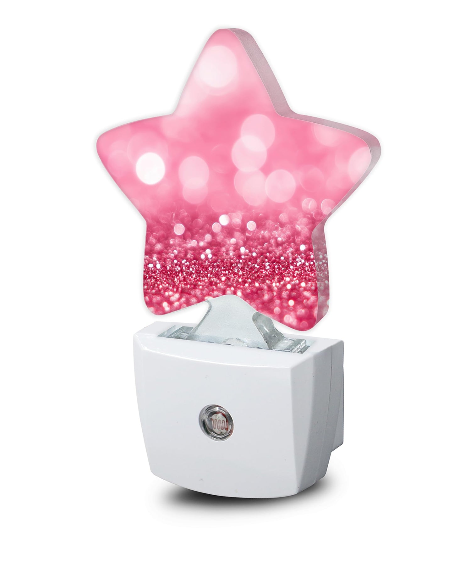 Pink Red Glittering Dusk to Dawn Star Night Light,Abstract Christmas Smart Sensor Nightlight for Bedroom Kitchen Hallway Stairs,Plug-in Energy Efficient Decor Desk Lamp Women Men Gifts