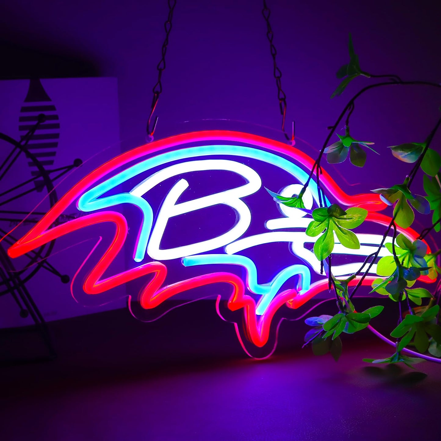 Rugby Neon Sign for Wall Decor，Crow Led Neon Lights for Man Cave、Game Room、Garage、Bedroom and Bar，Birthday、Christmas gifts for Football fan