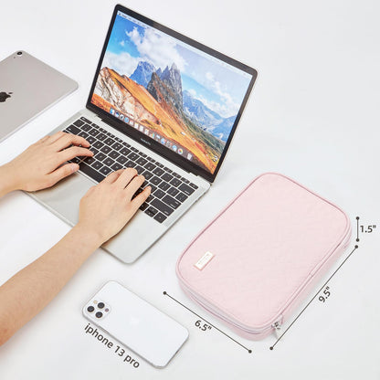 NISHEL Travel Cord Organizer Case, Tech Electronic Bag, Essentials for Charger, Cable, Phone, Hard Drive, USB, SD Card, Pink