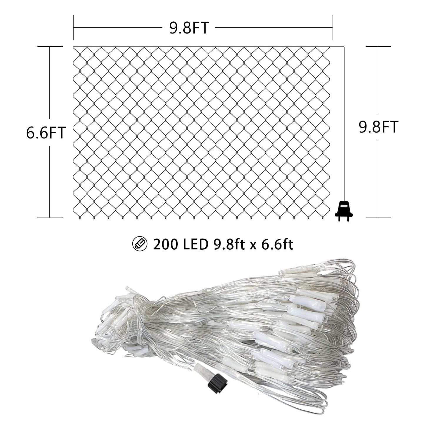 HeKation Christmas Net Lights Outdoor, 200 Led Christmas Bush Lights with 8 Modes, 6.6ft x 9.8ft, Timer, Connectable, Waterproof