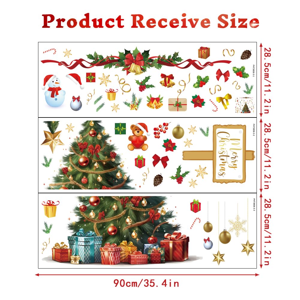 Large Christmas Tree Wall Decals DIY Christmas Wall Stickers Xmas Tree Window Clings Christmas Wallpaper Peel and Stick Removable Vinyl Wall Art for Bedroom Nursery