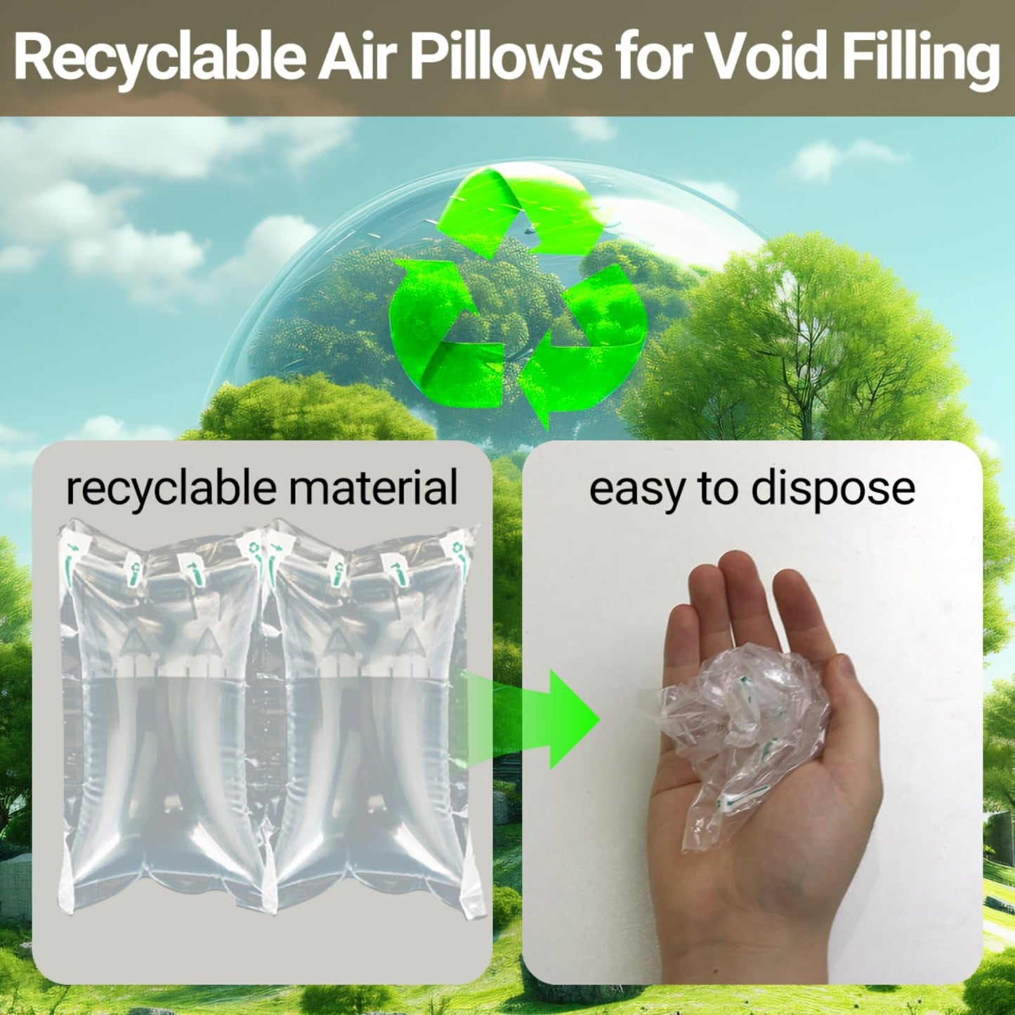 Ufriandz Air Pillows for Shipping Inflatable Air Bags for Packing, 4.72" X 7.87" Air Pockets for Packaging Moving Supplies Box Filler Purse Shaper Alternative to Packing Peanuts, 150 Count