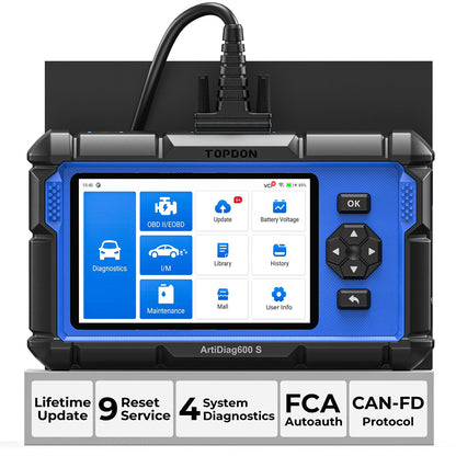 OBD2 Scanner TOPDON AD600S Scan Tool, Code Reader, Diagnostics Scanner for ABS/SRS/AT/Engine, 9 Reset Services, Oil/Brake/BMS/SAS/DPF/TPMS/ETS Reset/ABS Bleeding/Injector Coding, Free Lifetime Upgrade
