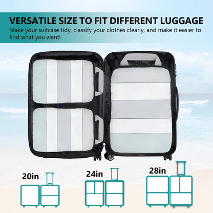 XBLGX Compression Packing Cubes, 5-Piece Set Travel Organizer Boxes, Compressible Luggage Cubes With Zipper for Women/Men - Essential Travel Accessories