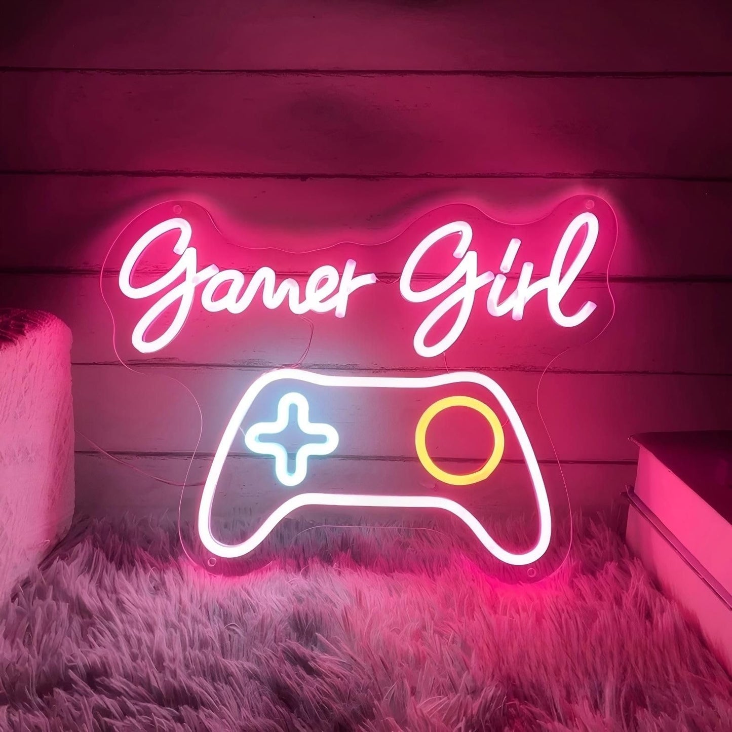 Gamer Girl Game Pad Neon Sign, Game Room Controller LED Neon Light Gamepad Wall Art Decor Home Bedroom Decoration Gift For Teen Boy Room Decor, Bar Decoration Best Gamer Gifts for Boys, Kids