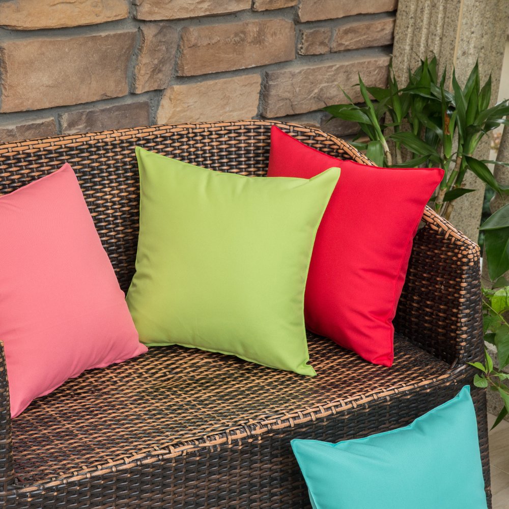 MIULEE Pack of 2 Decorative Outdoor Waterproof Pillow Covers Square Garden Cushion Sham Throw Pillowcase Shell for Spring Patio Tent Couch 18x18 Inch Red