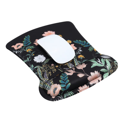 MOSISO Wrist Rest Support for Mouse Pad&Keyboard Set, Wild Flowers Ergonomic Mousepad&Coaster Non-Slip Base Home/Office Pain Relief&Easy Typing Cushion with Neoprene Cloth&Raised Memory Foam, Black