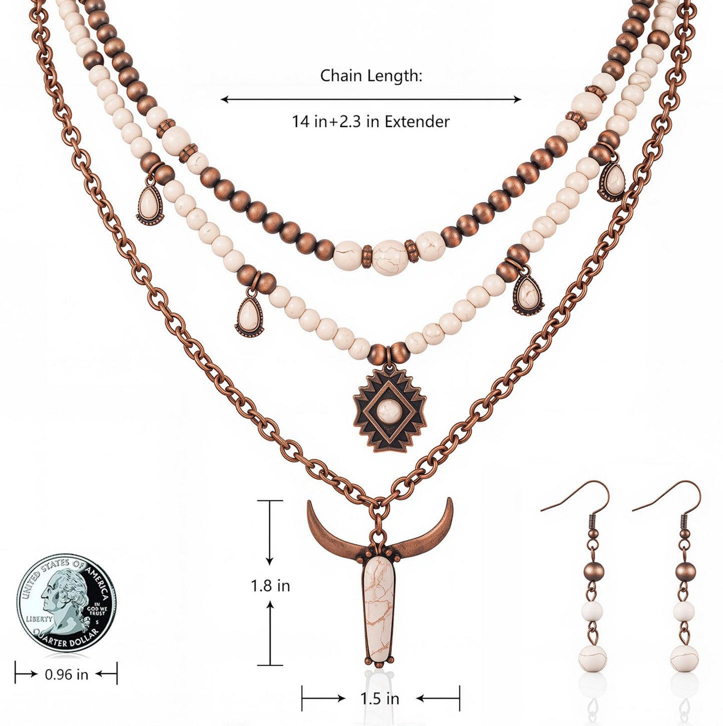 Montana West Rustic Couture's Western Turquoise Necklace Jewelry for Women Cowgirl Vintage Necklace RNS-WH01WT