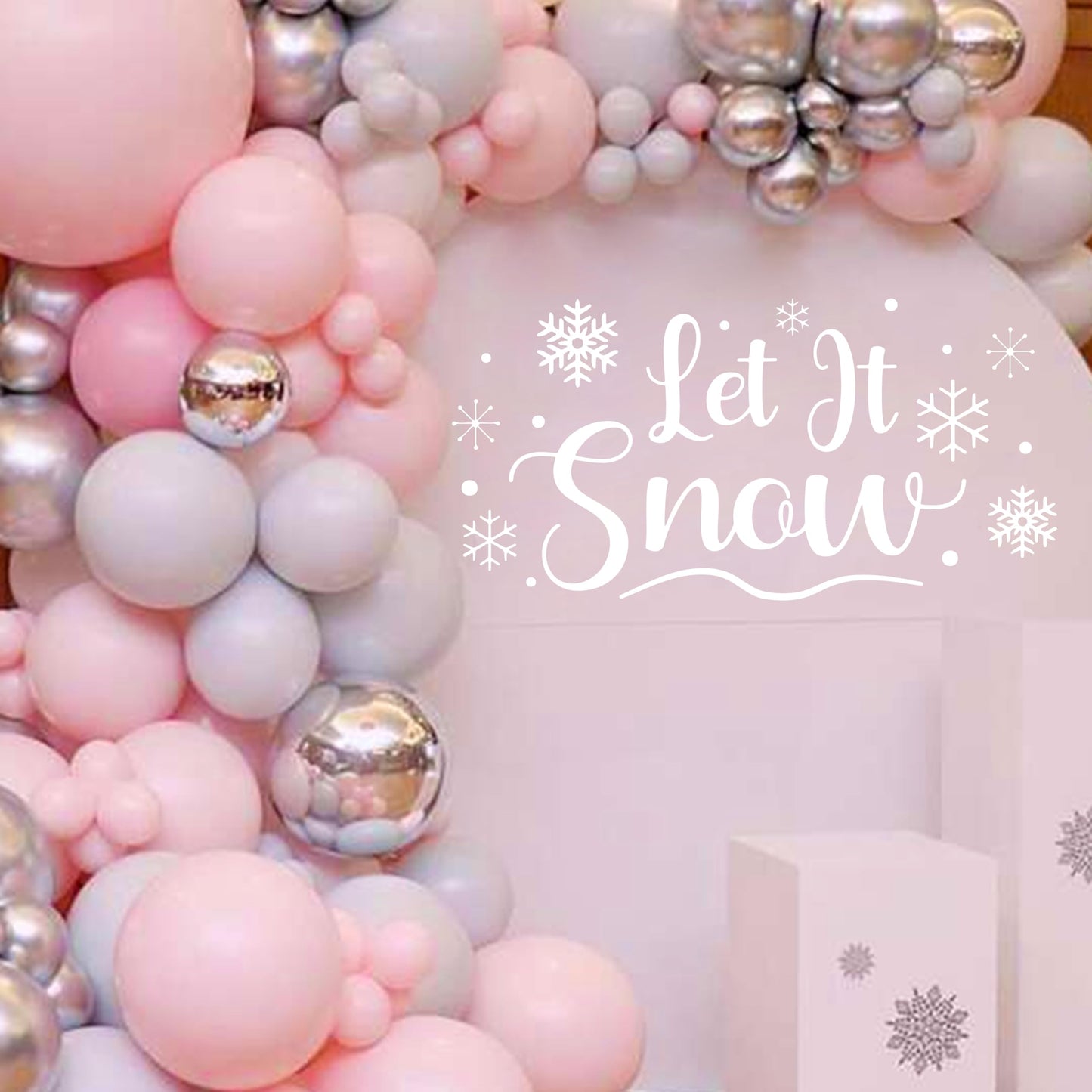 Let It Snow Snowflake Decals - Winter Snowflake Wall Stickers,Mural Stickers for Winter Xmas Home Refrigerator Wall Window Decor, Room Mural Stickers Wall Decals for Party Home Kitchen Decorations