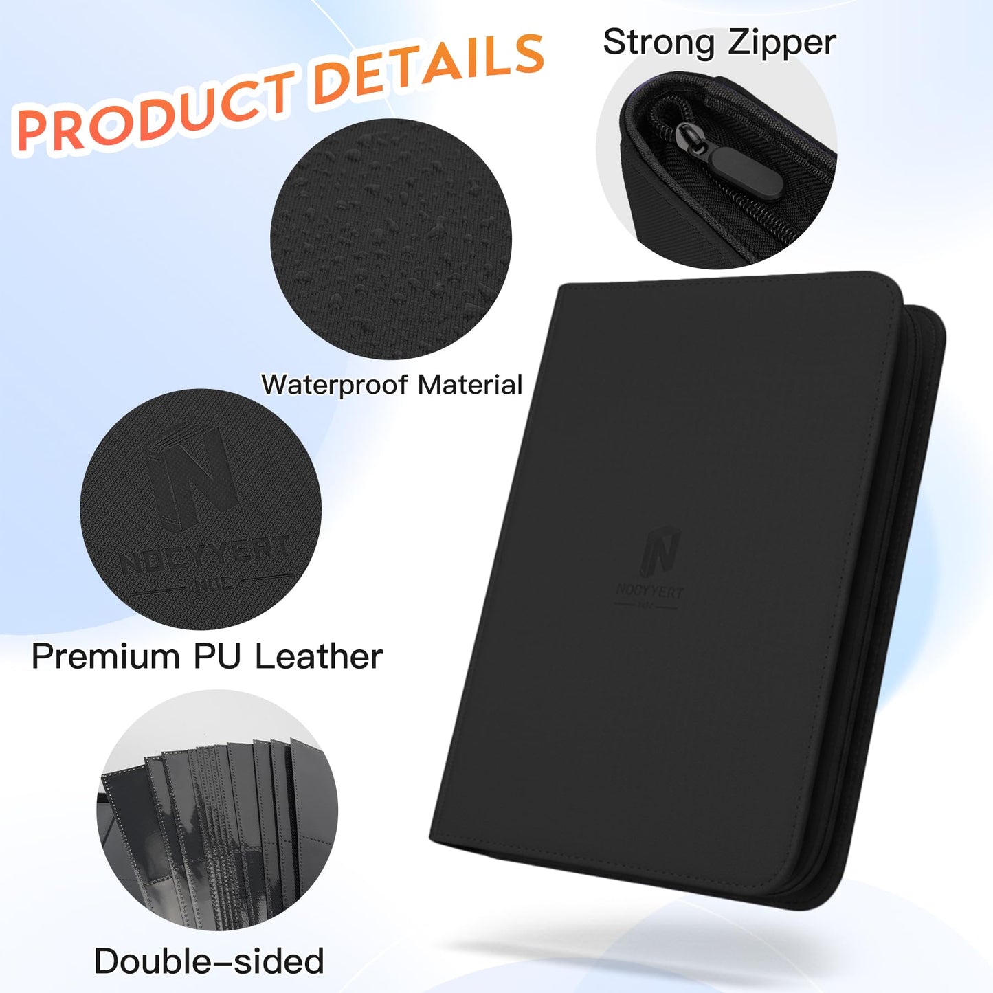 1000+ Pockets Premium Trading Card Binder, 16 Pockets Trading Card Binder Ringless Side Loading Trading,Card Holder Folders for MTG, TCG, Game Cards & Sports Cards(Black)