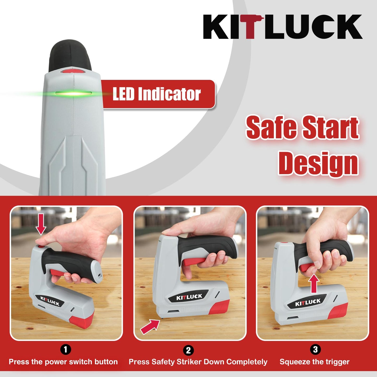 KITLUCK Electric Staple Gun, 2-in-1 Cordless Brad Nailer, 4V Electric Stapler Kit with 2000 Staples and 1000 Nails, USB Charger, 2000mAh Li-ion Battery for Home Use, Wood, Fabric, DIY