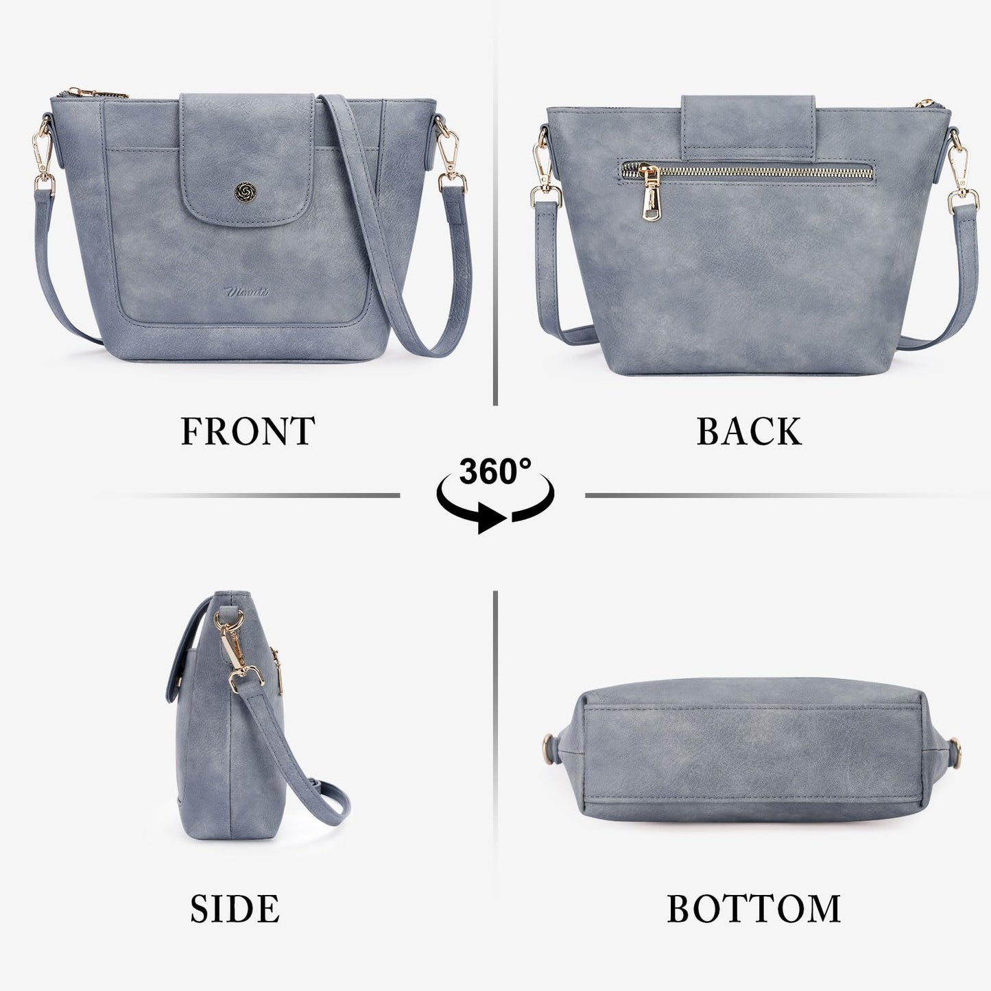 VIMUTI Small Crossbody Bags for Women Vegan Leather Crossbody Purse with Adjustable Strap Lightweight Shoulder Bag for Daily Use (Blue)
