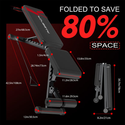 FONBEAR Adjustable Weight Bench, 660LBS Foldable Workout Bench for Full Body Strength Training, Multifunctional Bench Press Incline Decline Bench - Great for Beginners and Professional Use