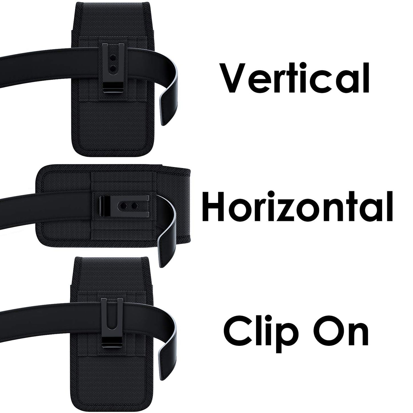 NUVAVO Holster for iPhone 17 16 15 14 13 12 11 Xs X XR/Pro Models, Cell Phone Belt Holder Case with Clip for Men, Heavy Duty Nylon Pouch (Fits Phone with Otterbox Cover on) Black