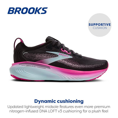 Brooks Women’s Adrenaline GTS 25 Supportive Running & Walking Shoe - Black/Cyber Pink/Iced Aqua - 12 Medium