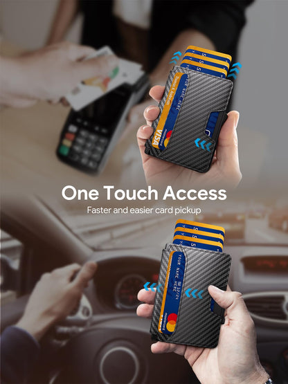 SEMORID Wallet for Men, Mens Wallet Minimalist Slim Wallet, RFID Blocking Smart Pop Up Wallet with Money Clip & ID Window, Metal Compact Wallet, Aluminum Credit Card Holder Wallet