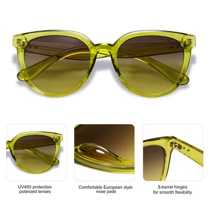 SOJOS Trendy Cat Eye Round Polarized Sunglasses for Women Fashion UV Protection Sunnies Sunglasses SJ2175
