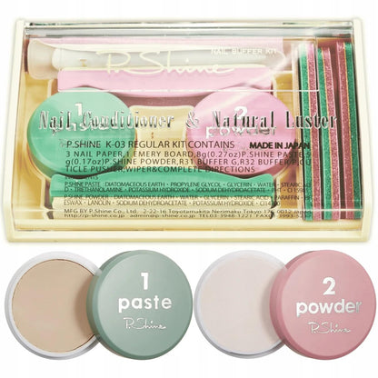 P-Shine Japanese Manicure Set - Powder Nail Kit - Nail Strengthener & Repair for Damaged Nails - Professional Nail Plate Care