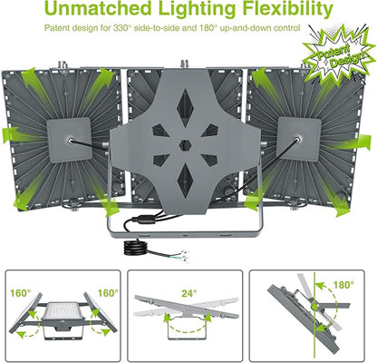 STASUN LED Flood Light Outdoor, Max Series 480W 48000lm 6000K Daylight IP66 Waterproof, Commercial Parking Lot Light,3 Heads for Yard Street Stadium House Floodlight Security Lights for Outdoor Area
