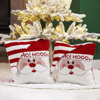 Glitzhome Hooked Merry Christmas 3D Santa Throw Pillow Filled Cushion Sofa Decorative Pillow 14" L x 14" W