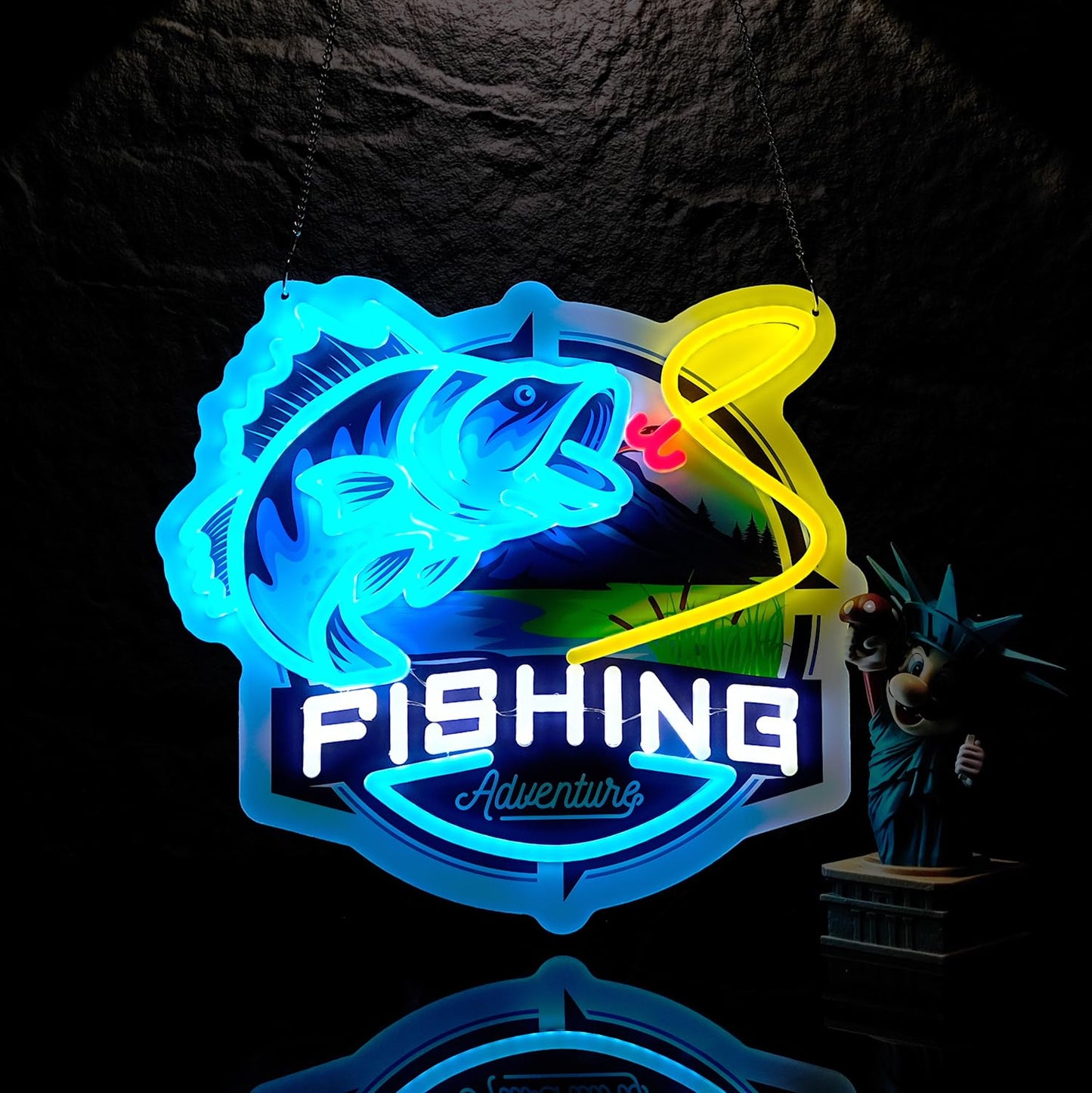 LIUISNEO Fishing Neon Sign,Innovative Integral Forming Process,With Dimmable Switch For All Holiday Party and Home Decoration