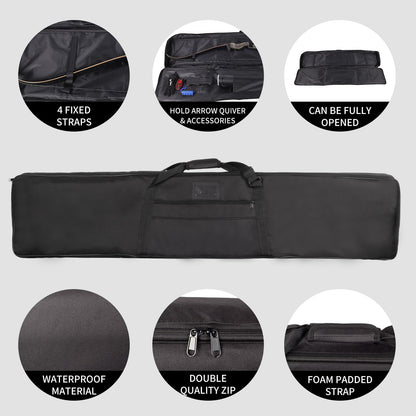 SPG Archery Recurve Bow Case for Longbow and Traditional Bow, 2 Sizes Longbow Bag Full Length Traditional Recurve Bow Cases for Youth and Adults with Pocket to Store Arrow Quiver (59 Inch)