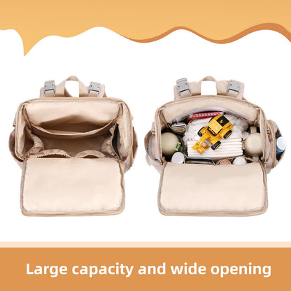 vosmles Stylish Baby Diaper Bag, Baby Bag with Changing Pad, Pacifier Case& Stroller Straps, Large Diaper Backpack Boy Girl, Water Resistant Travel Diaper Backpack for Mom Dad