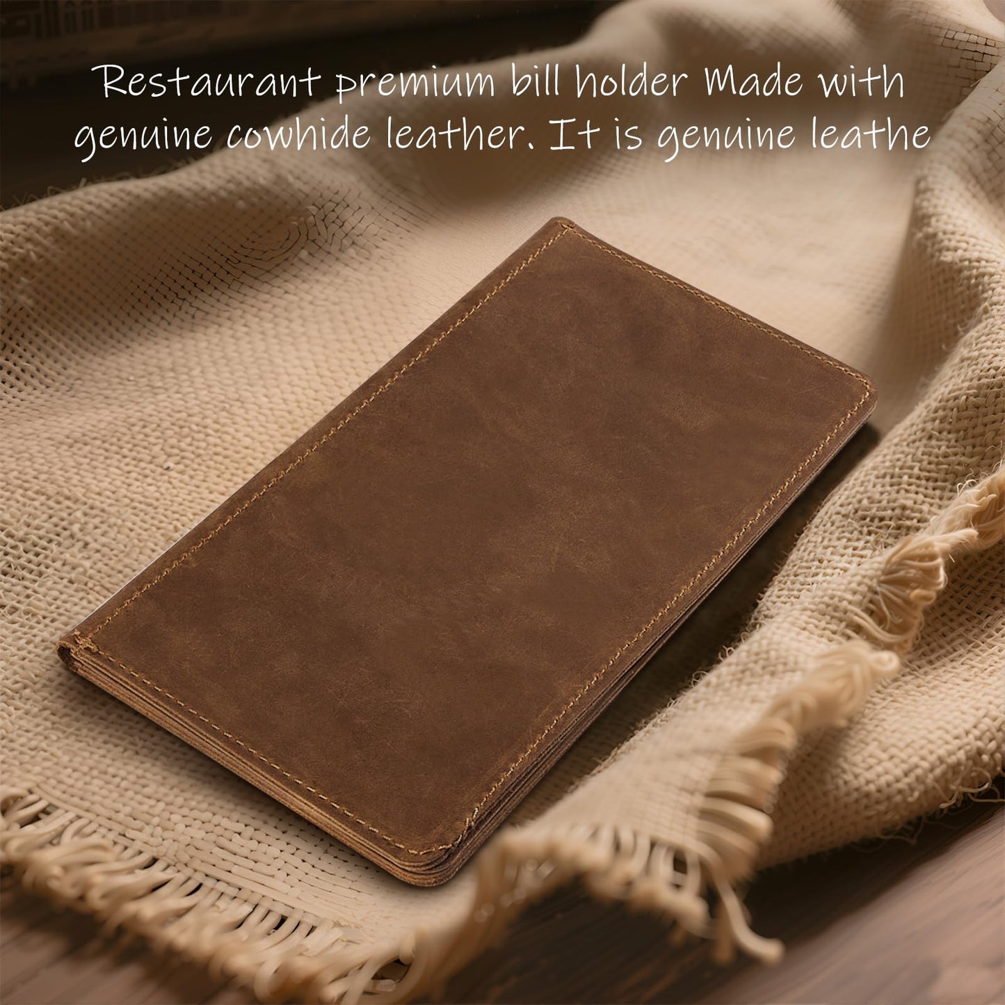 CoBak Genuine Leather Check Presenter - Guest Check Holder for Restaurants, Bars, Hotels, Professional Bill Folder for Servers, 2 Pack