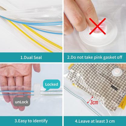 Vacuum Storage Bags, 10 Medium Vacuum Seal Bags for Clothing & Bedding, Space Saver Bags for Organization and Storage, Hand Pump Included – Ideal for Home, Travel & Moving Use (10M)