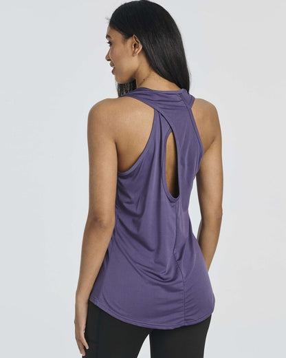 Real Essentials 5 Pack: Women's Crossback Keyhole Open Back Workout Tank Top Dry-Fit Sleeveless Yoga Gym (Available in Plus)