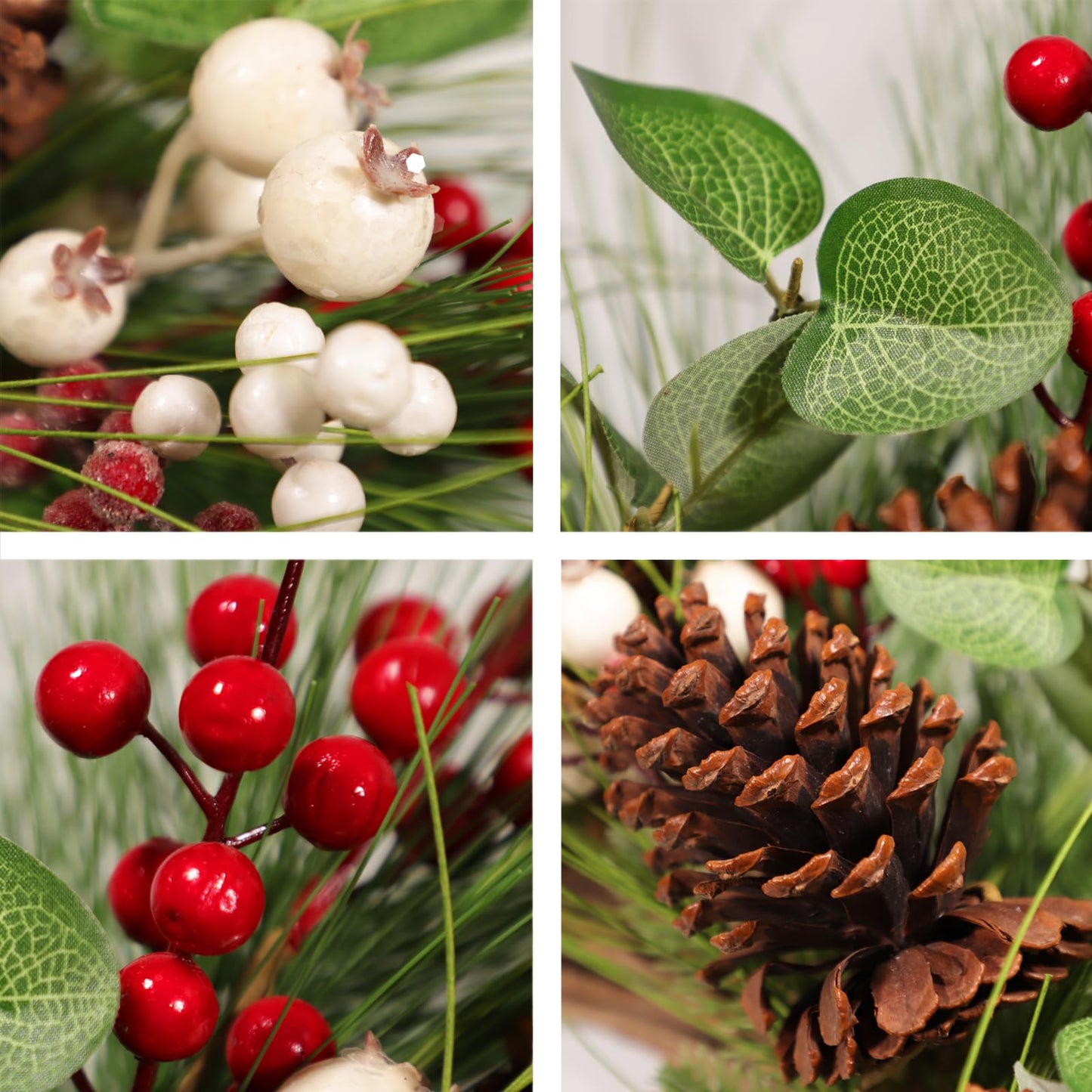 wwmira 26 Inch Large Christmas Wreath for Front Door, Extra-Large Artificial Wreath with Pine Cones, Red & White Berries, Nuts and Eucalyptus on Grapevine Base, Big Outdoor Holiday Decor