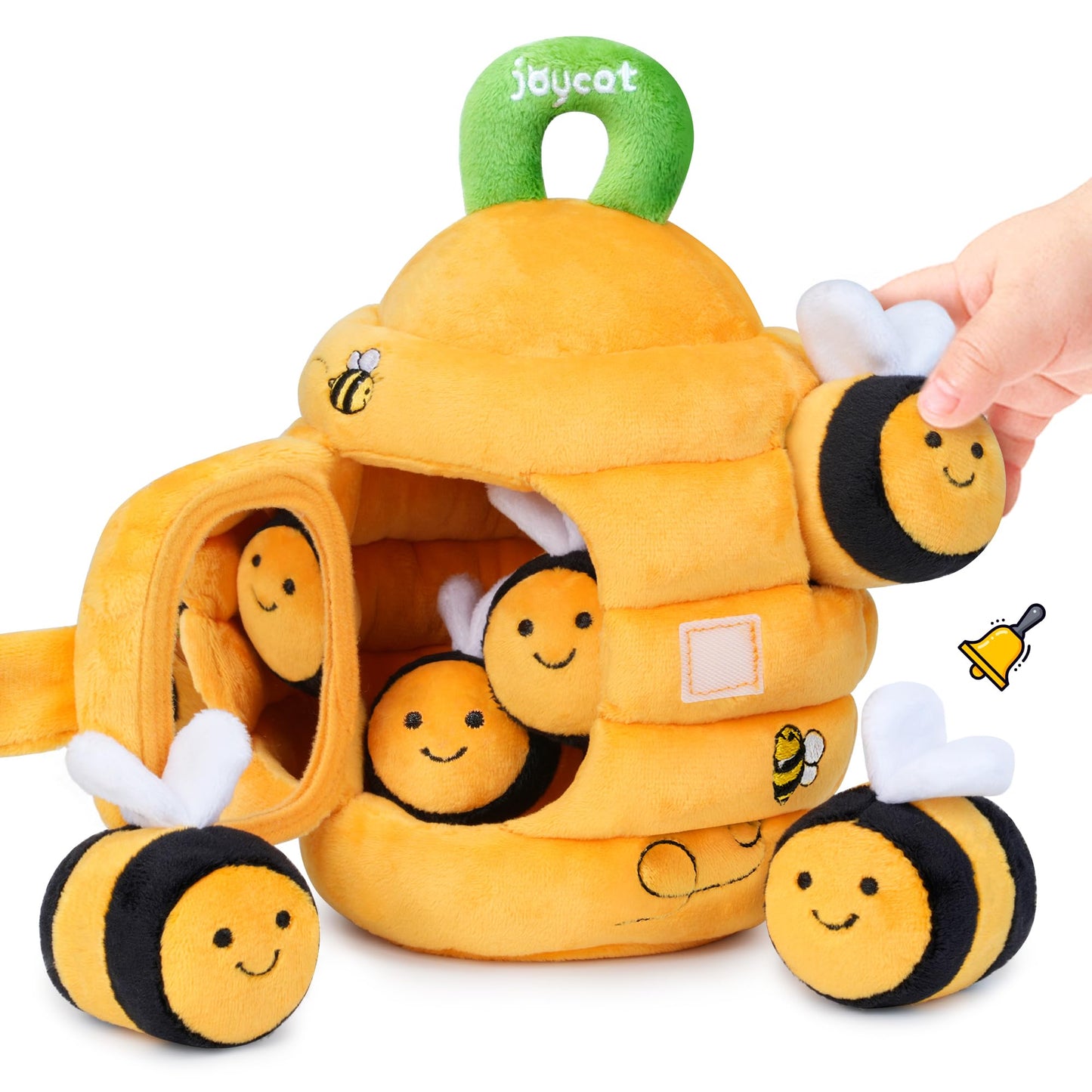 JoyCat Baby Toys 6-12 Months - B2 Soft Baby Beehive with 5 Sensory Bees - Rattle, Crinkle Paper, Squeaker, Mirror, Busy Montessori Soft Toys for Toddlers 0-3 Years Old - Boy Girl Birthday Gift