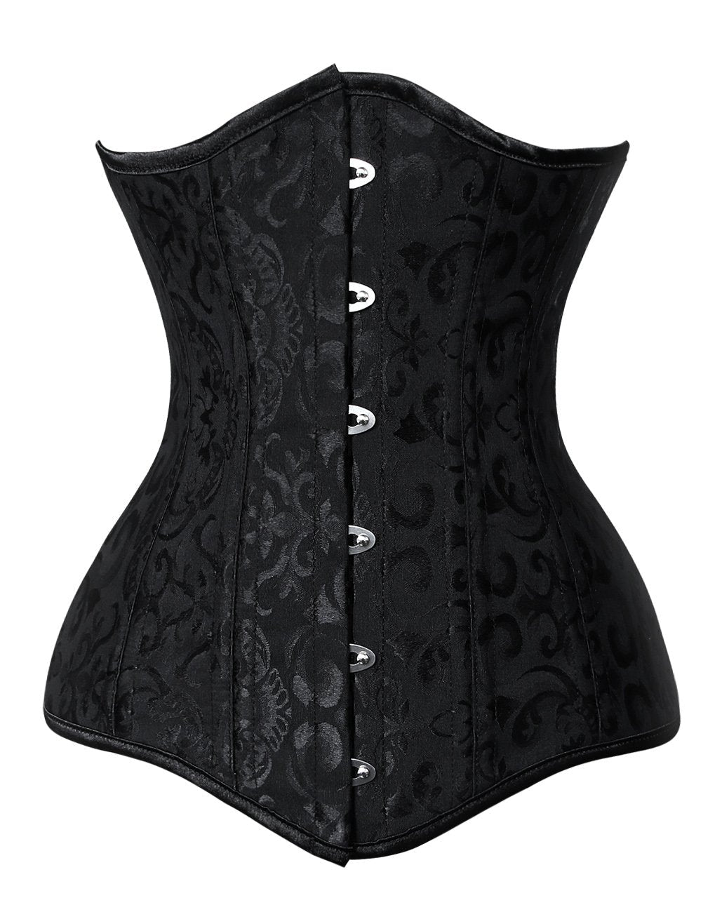 Charmian Women's 26 Steel Boned Brocade Underbust Waist Training Cincher Corset Black Large