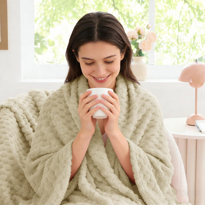 BEDELITE Fleece Throw Blanket for Couch & Bed - 3D Jacquard Decorative Almond Blanket, Super Soft and Cozy Warm Fuzzy Blanket All Seasons Suitable, 50x60Inches