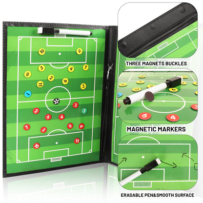HIGHRAZON Soccer Coaching Board, Magnetic Soccer Clipboard for Coaches, Foldable Board with Dry Erase Marker