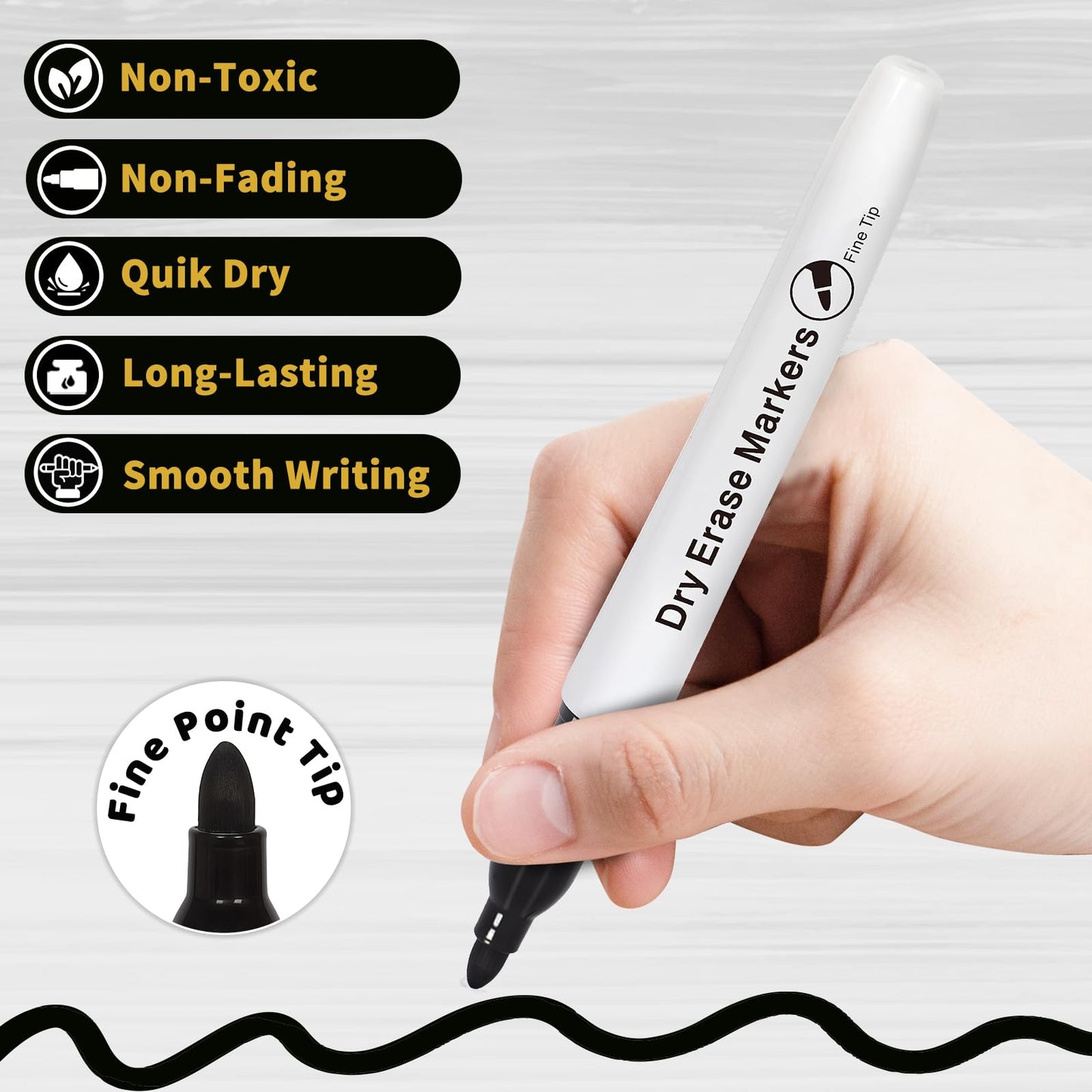 V-Opitos 72 Pack Fine Tip Dry Erase Markers - Bulk Whiteboard Erasable Black Markers, Ideal for School Classroom Office Supplies, Non-Toxic & Easy Clean for White board