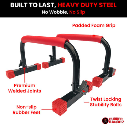 Rubberbanditz Parallettes Calisthenics Handles – Push Up Bars & Dip Bar Stand – Parallel Bars Dip Station for Strength Training – Pushup Handles Parallettes Bars for Home Gym Workouts