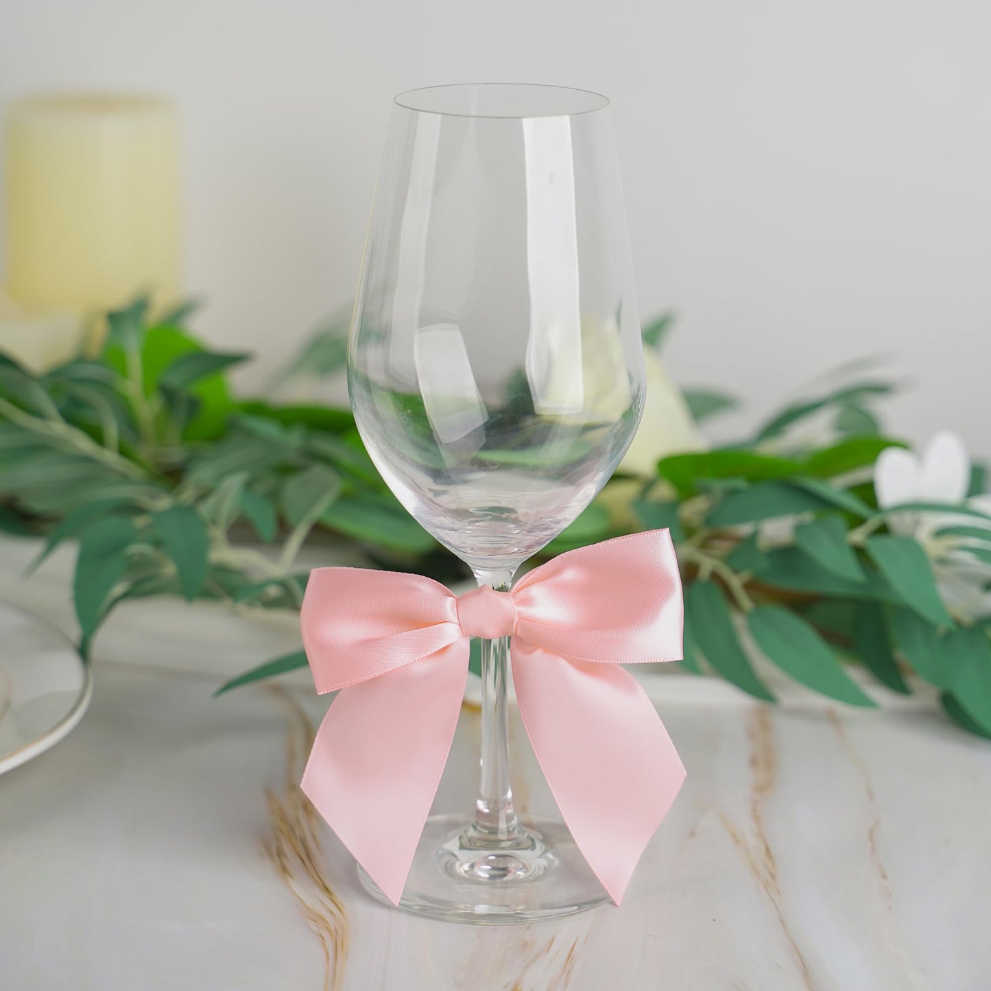 AIMUDI Baby Pink Satin Ribbon Bows 4.5" Pre-Tied Bows with Twist Ties for Gift Wrapping Treat Bags Boxes Baby Shower Wedding Party Favors Valentine's Day Decorations, 36 PCs