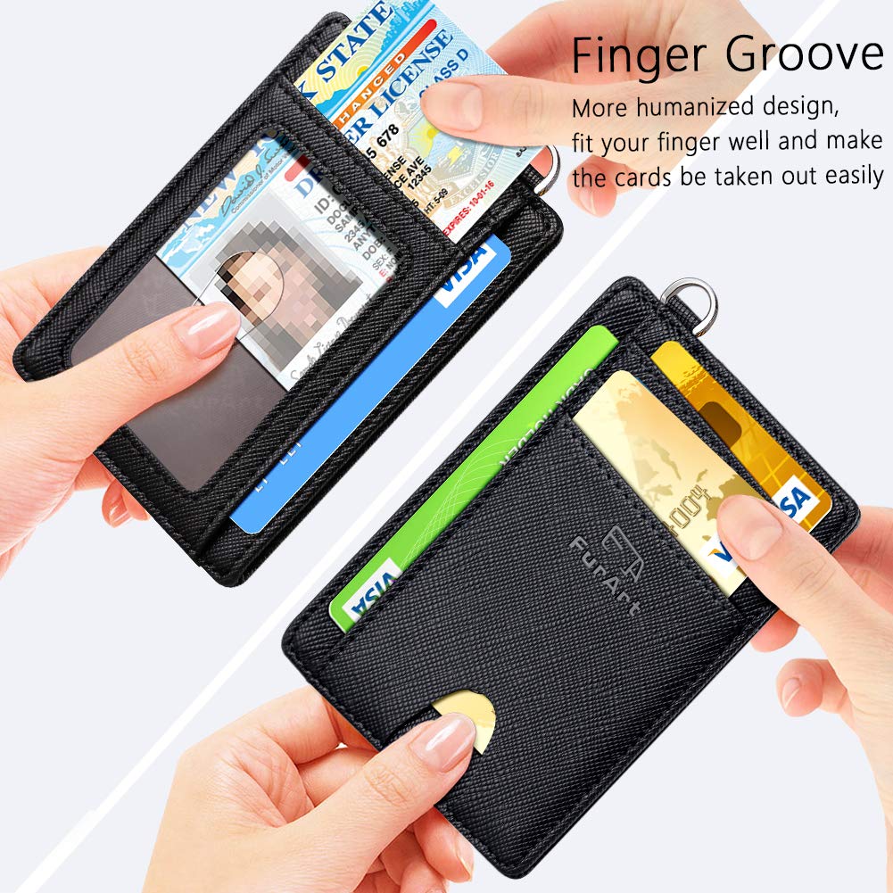 FurArt Slim Minimalist Wallet, Front Pocket Wallets, RFID Blocking, Credit Card Holder for Men-Black