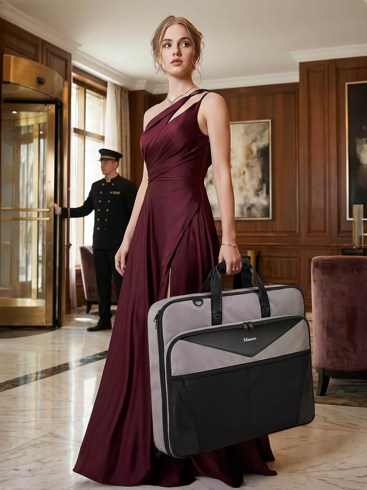 Mancro Garment Bags for Travel, Suit Bag Travel Fits 5 Suits with Shoe Pocket, Wrinkle Free Carry on Garment Bags for Hanging Clothes with Luggage Sleeve, Waterproof Suit Garment Bag for Men Women